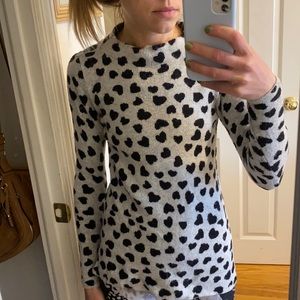 LOFT gray & black heart sweater